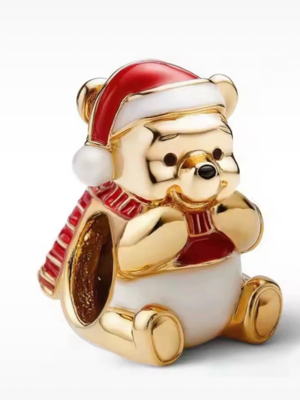 Gold and Red Holiday Bear Charm for Kids